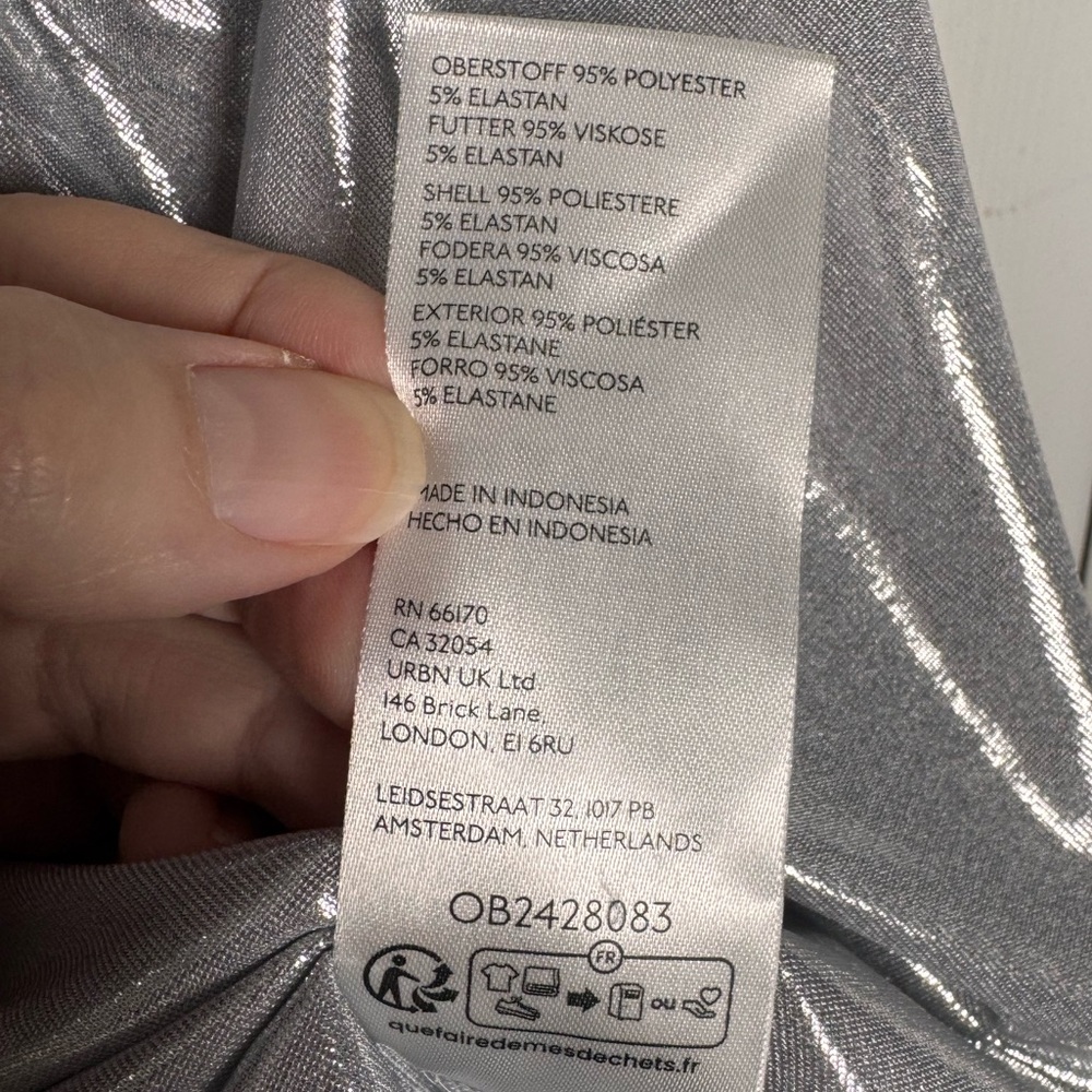 Anthro Maeve Silver Metallic Strapless Bubble Top NWT Size L Summer - Picture 10 of 11